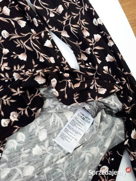 Bluzka tunika czarna kwiaty XS 34 KappAhl nowa Warszawa