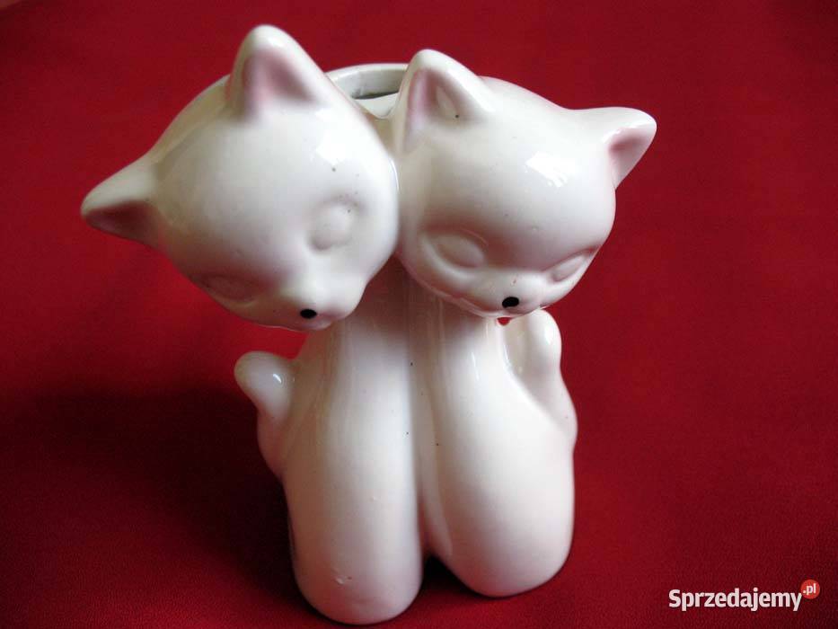 Kot Orient orchid kotki z wazonem porcelana mazowieckie Siedlce
