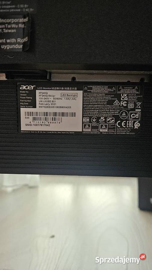 Monitor Acer 24 cale XF240QSBIIPR 165Hz 05ms Monitory i projektory Rzeszów sprzedam