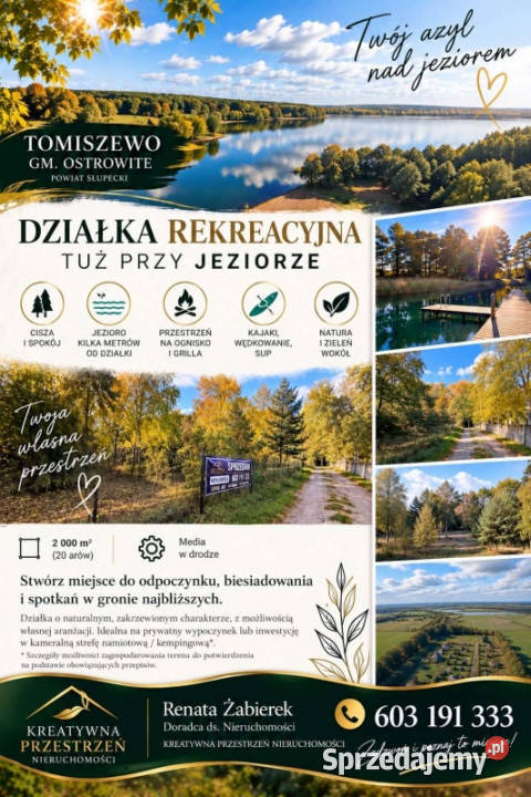 DZIAŁKA REKREACYJNA TUŻ JEZIORZE TOMISZEWO 2000m2 Sprzedaż wielkopolskie