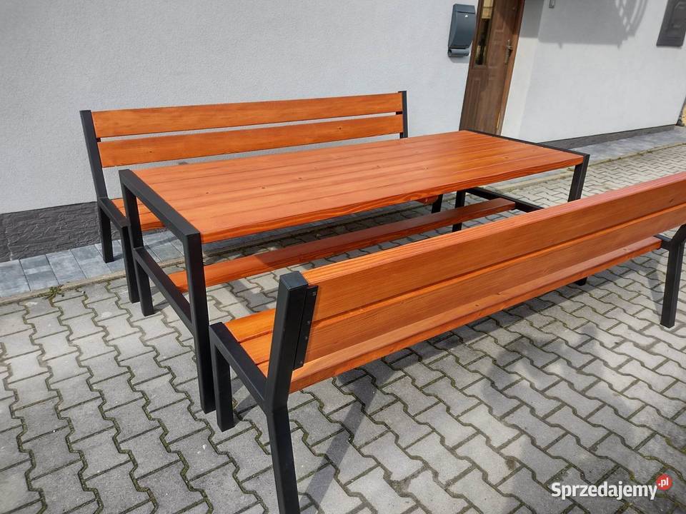 Stół ocynk zestaw mebli ogrodowych ławki fotele wielokolorowy małopolskie Tokarnia