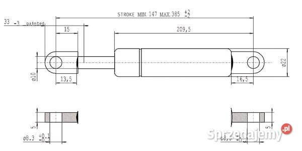 Sprężyna gazowa L385 mm 1150N Stabilus CA094994 Kamionna sprzedam