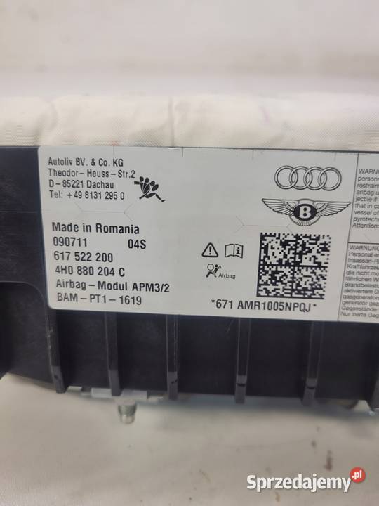PODUSZKA POWIETRZNA PASAŻERA AUDI A8 D4