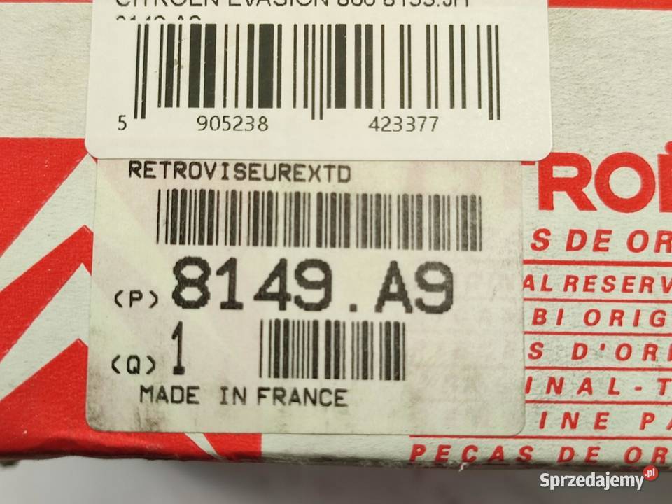LUSTERKO PRAWE 7PIN CITROEN EVASION MPV 22 U6 sprzedam