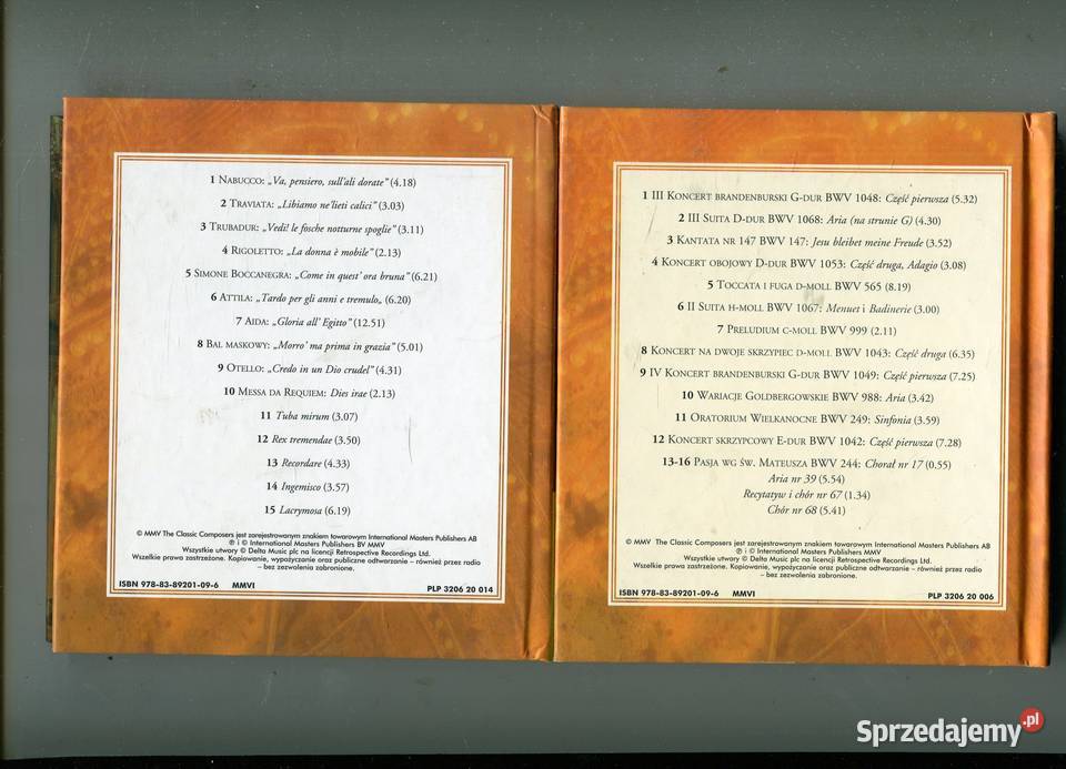 Mistrzowie Muzyki Klasycznej Verdi Bach 2 płyty zachodniopomorskie Szczecin