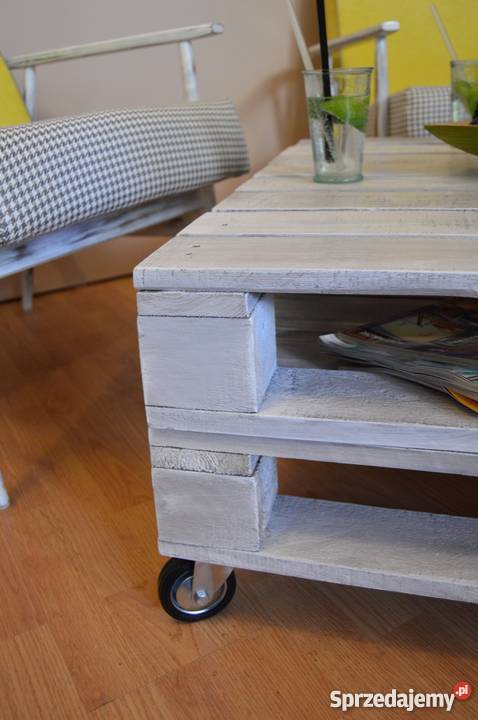 Stolik z palety biały przecierany paleciak łódzkie Łódź sprzedam