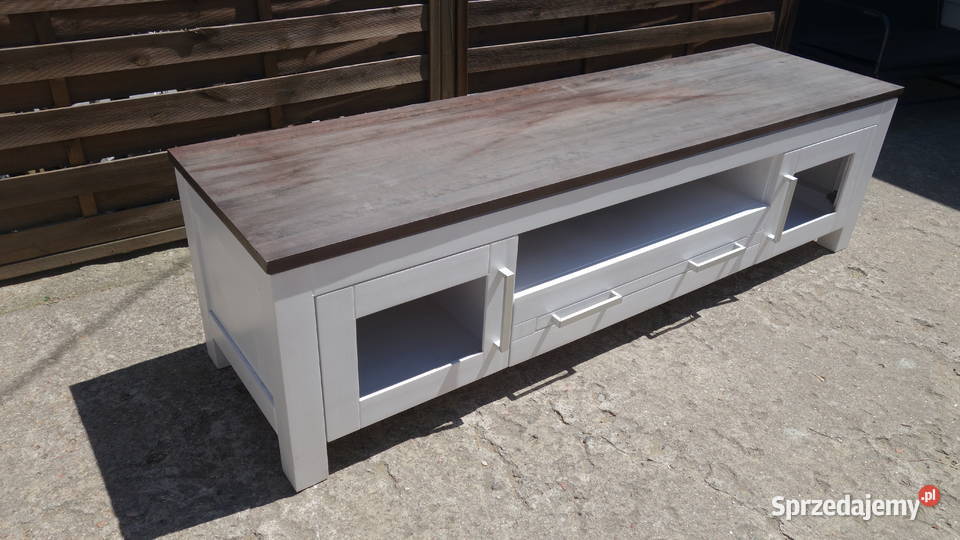 Drewniana szafka RTV pod telewizor biała Warszawa