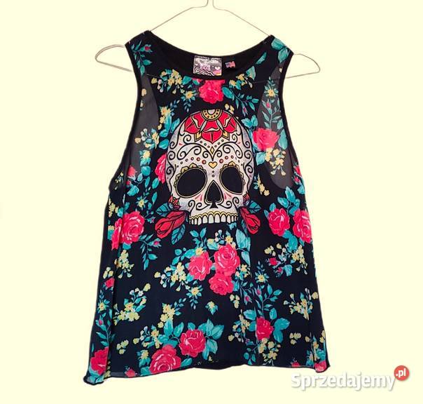 Bluzka Sugar skull czaszka meksyk punk gotyk r M Rozmiar 38(M) Gdańsk