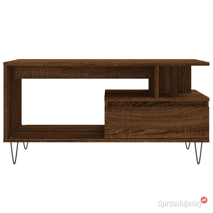 Stolik kawowy brązowy dąb 90x49x45 materiał