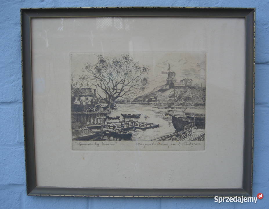 Litografia Ernst Hellgreen Hammarby Kvarn Warszawa