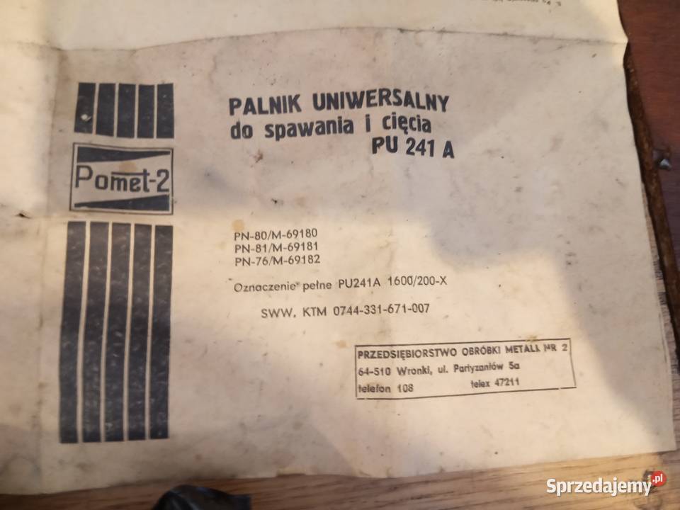 Komplet palników pomet2 nieużywany Stargard