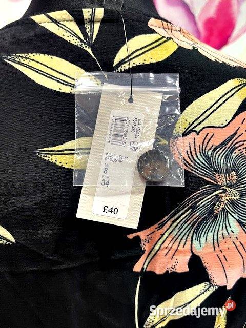 river island sukienka kwiaty floral nowa viscoza Rozmiar 36(S) Choszczno