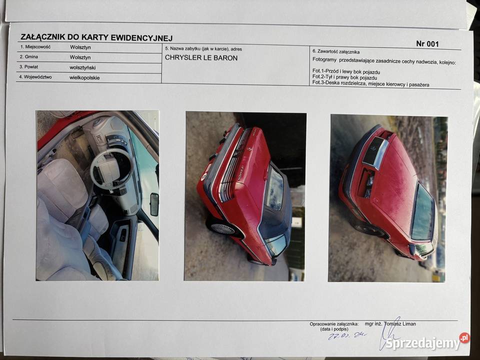 Chrysler Le Baron 1990r Klasyk Żółte blachy Wrocław