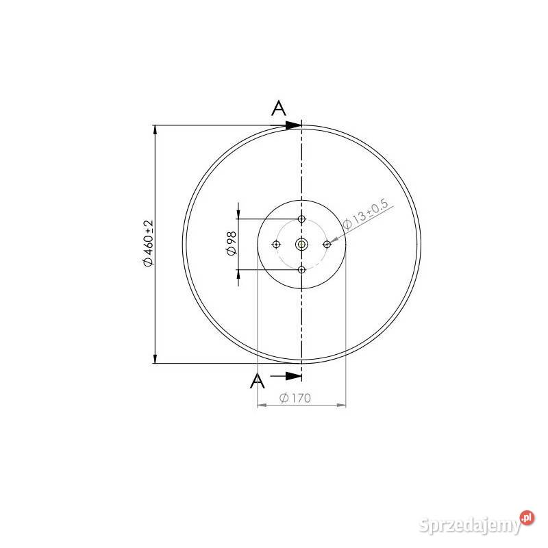 Talerz gładki GRUBER 460 mm 4 otworowy grubość 4 Kamionna sprzedam