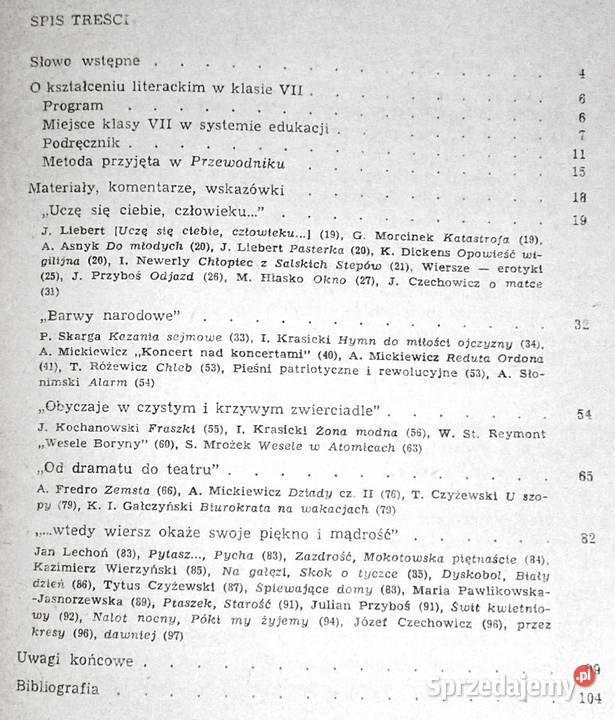 Kształcenie literackie w klasie 7 Przewodnik sprzedam