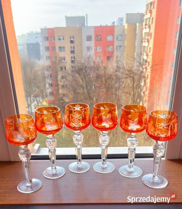Piękne kieliszki kryształowe PRL Wrocław