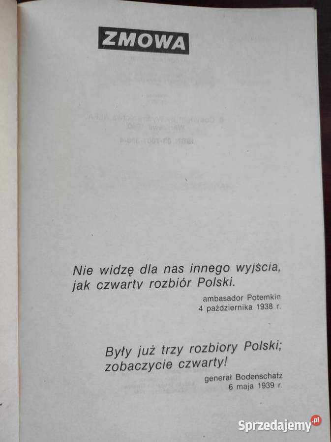 Zmowa IV rozbiór Polski Andrzej Leszek Rok wydania 0 Kielce