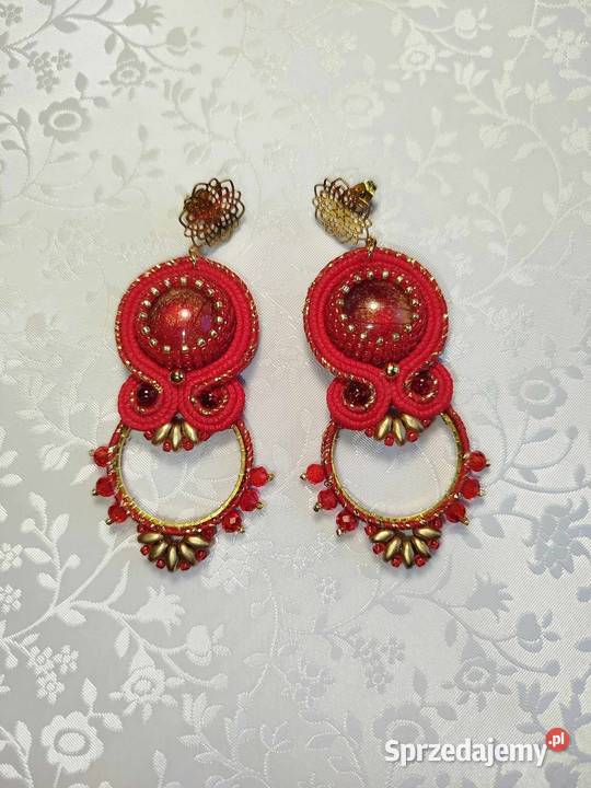 KOLCZYKI CZERWONE z żywicą KÓŁECZKA Warszawa