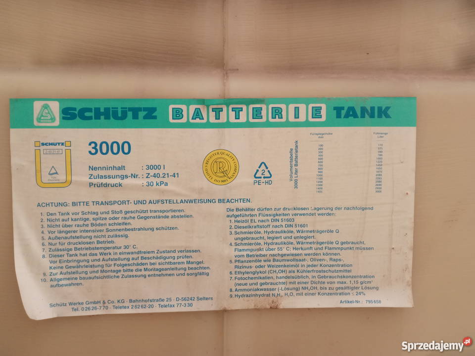 Zbiorniki na olej opałowy 3000L Łódź