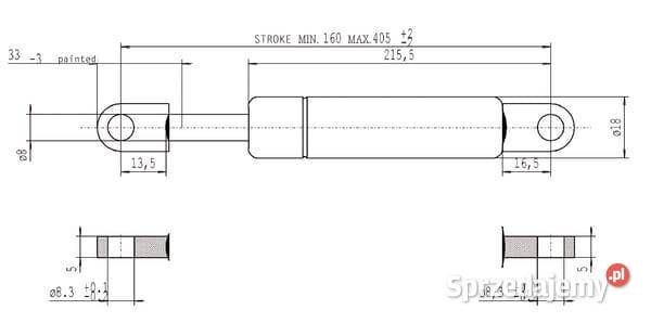 Sprężyna gazowa L405 mm 250N Stabilus CA094773 Kamionna