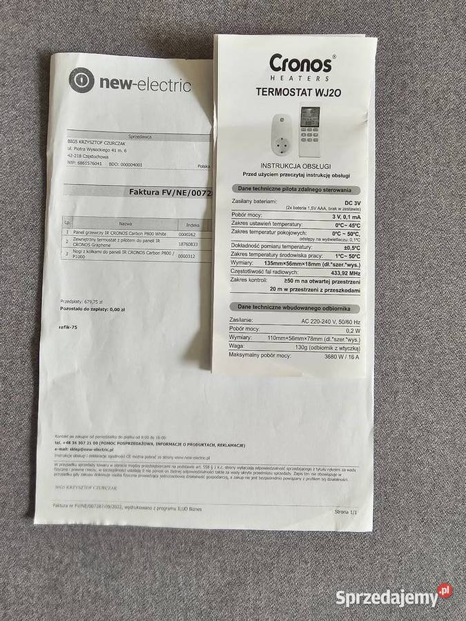 Panel grzewczy Cronos Carbon P800 nowy