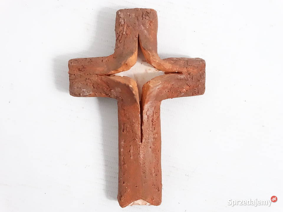 Ceramiczny Krzyż Ścienny Rękodzieło Gliniana