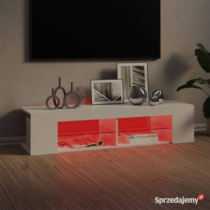 Szafka TV z lampkami LED wysoki połysk biała Warszawa sprzedam