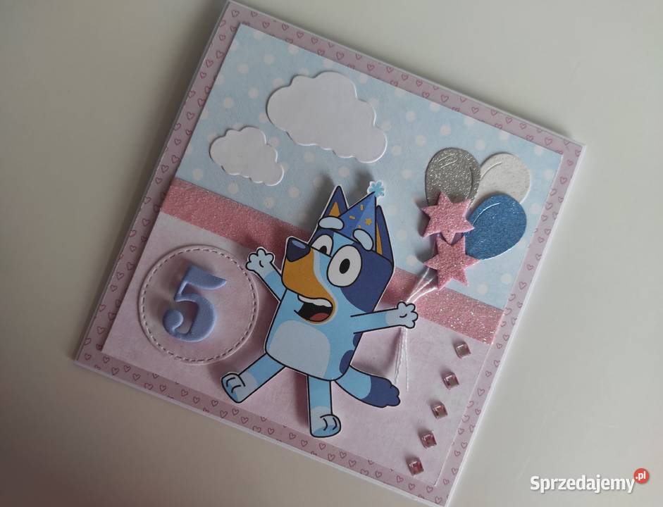 Kartka urodzinowa ręcznie robiona Blue Łódź