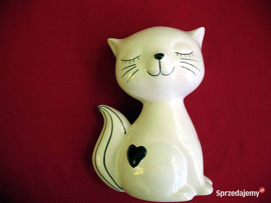 Kot biały powabna kicia figurka porcelana 17 x biały Siedlce