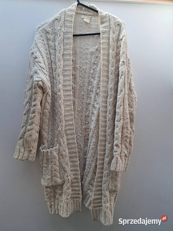 Kremowy kardigan Luv Lane S gruby splot