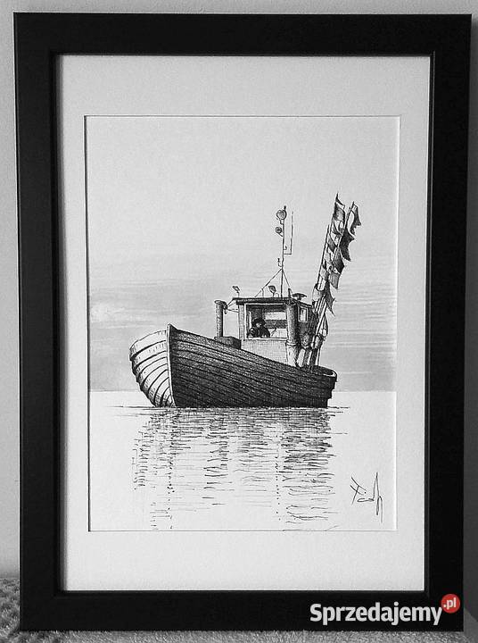Obraz narysowany Powrót z łowiska Format Gdynia