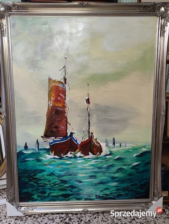Duży obraz olejny marynistyka Malarstwo świętokrzyskie Kielce sprzedam