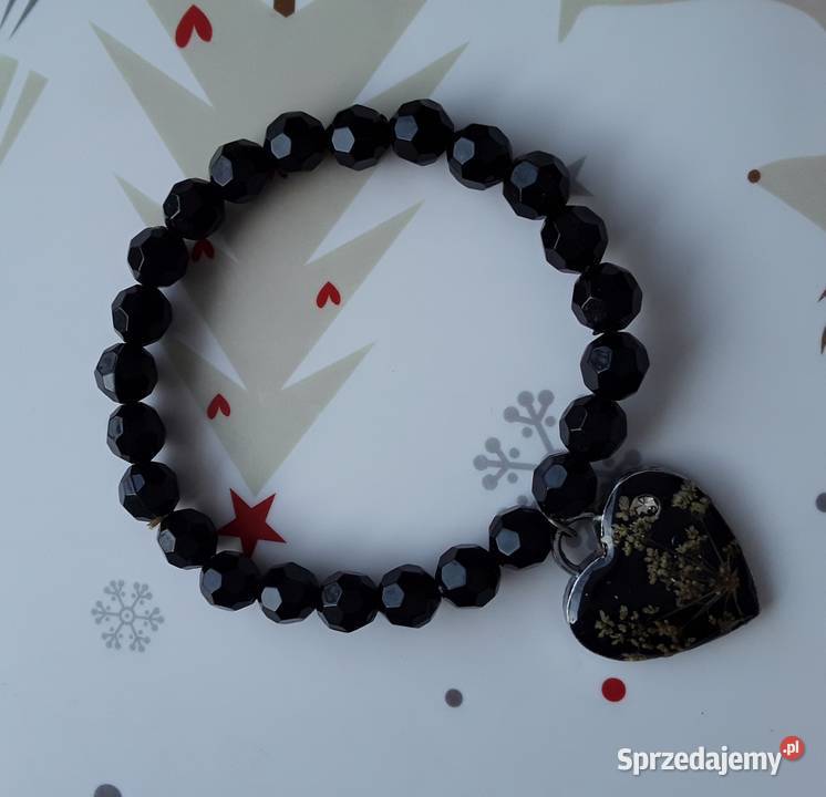 Bransoletka na gumkę z czarnym serduszkiem Warszawa