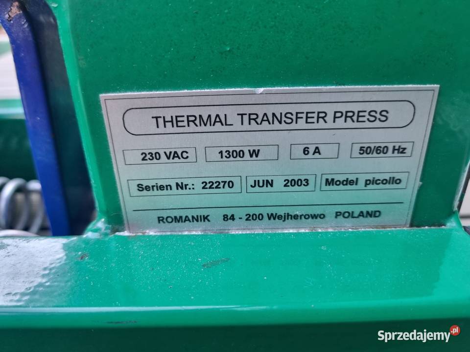 Prasa transferowa termotransferowa termiczna Solnica