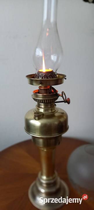 Kolumnowa lampa naftowa z mosiądzu sprawna Skierniewice sprzedam