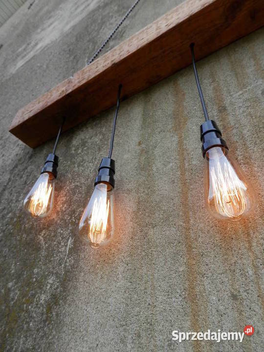 Lampa sufitowa ręcznie wykonana ze starej belki zachodniopomorskie