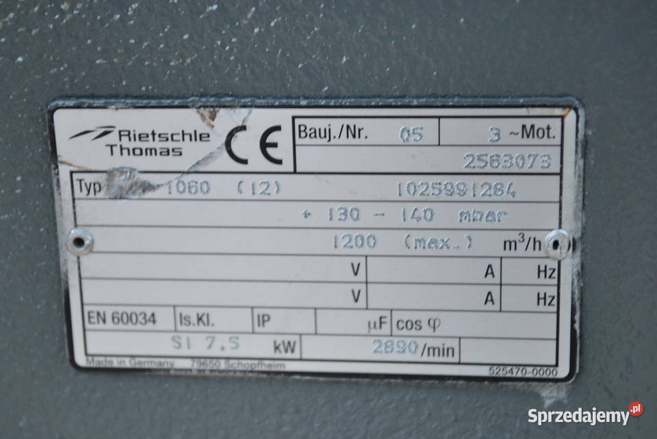 Wentylator bocznokanałowy pompa próżniowa 75kw Kargowa