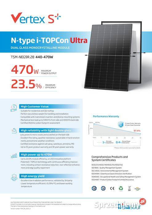 Panel Fotowoltaiczny Trina Solar 465W Vertex S