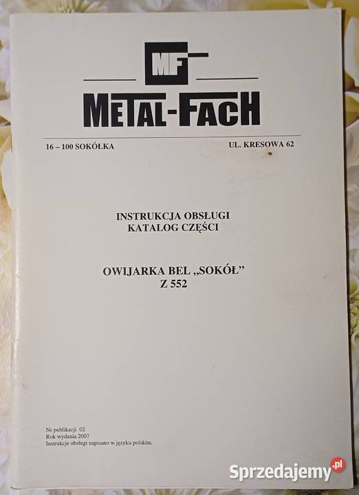 Owijarka bel Sokół Z 552 Metal-Fach Rolnictwo mazowieckie Ciepielów