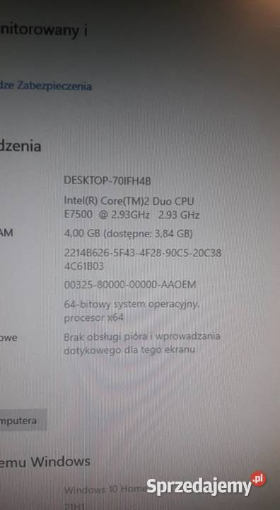 Komputer Dell optiplex 760 4GB Ram 250GB HDD Klasy Core 2 Duo sprzedam