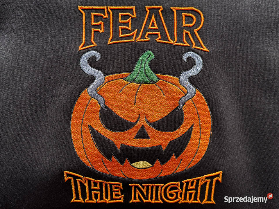 HALLOWEEN 2025 Bluza z haftem dyniowym mężczyzn czarny