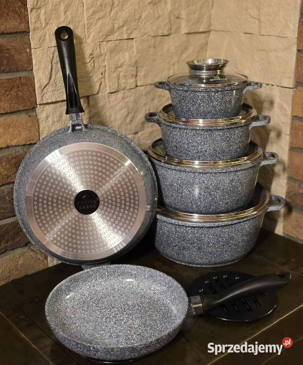 Garnki marmurkowe 12 el szare czarne zachodniopomorskie Szczecin sprzedam