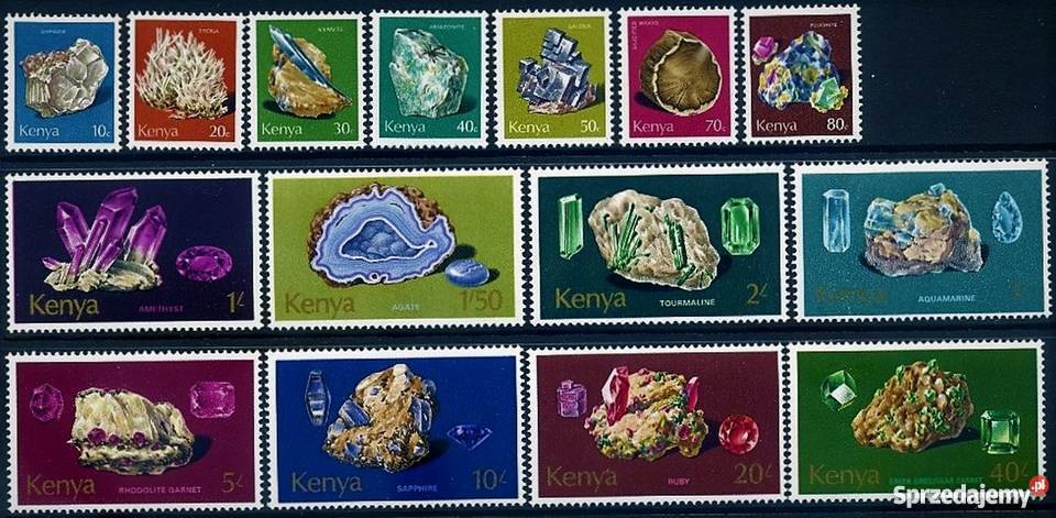 KENIA1977 kompletna seria minerały WYSYŁKA Filatelistyka Człuchów sprzedam