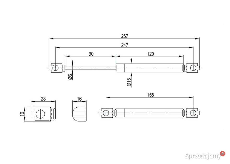Podnośnik okapowy pneumatyczny 80N Rejs