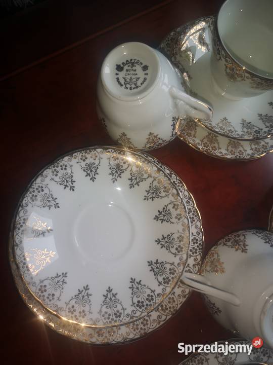 Filiżanka z talerzykiem deserowym złotem Porcelana i szkło Gdańsk sprzedam
