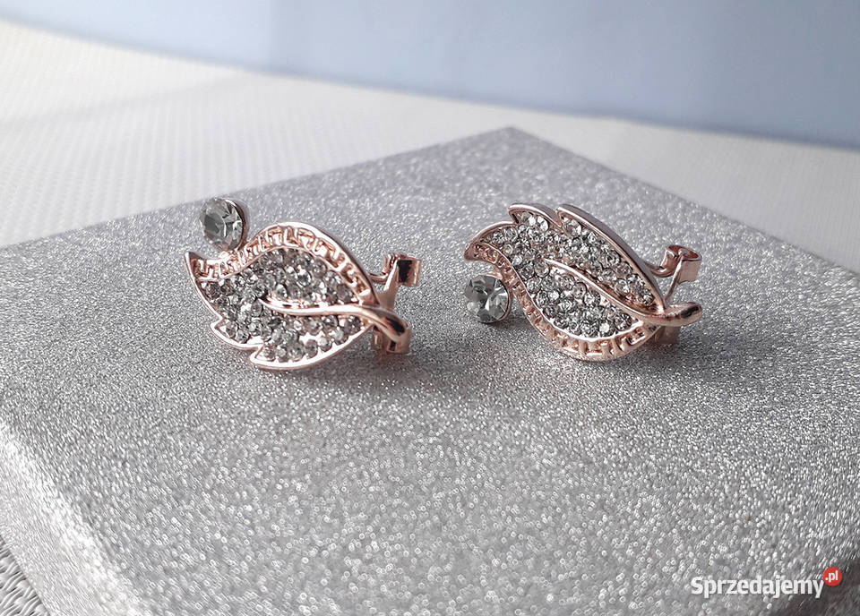 Kolczyki pozłacane Liść z cyrkoniami Kolczyki Łódź