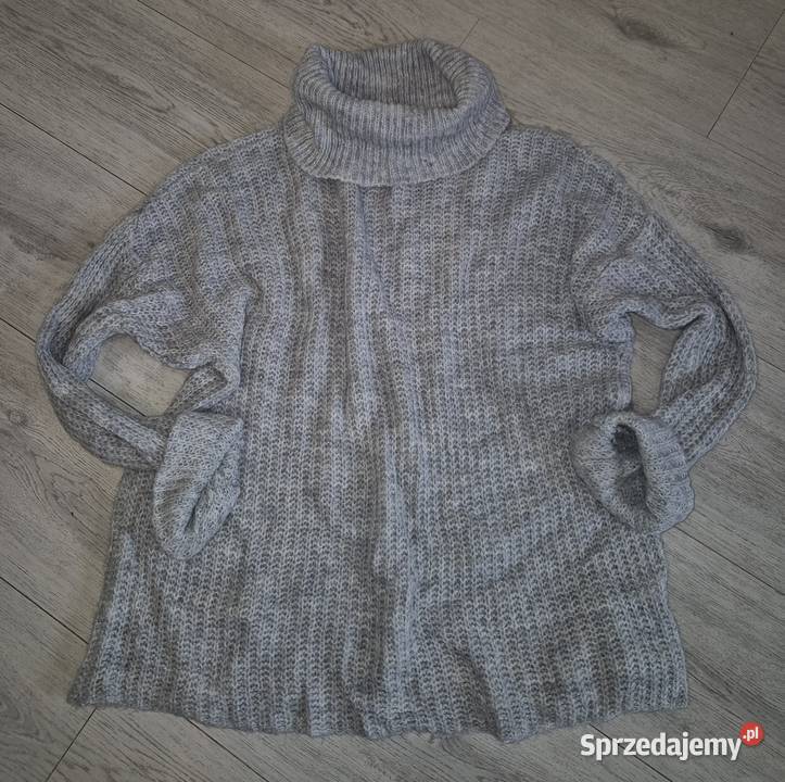 Sweter damski popielaty golf 38M długi Łódź