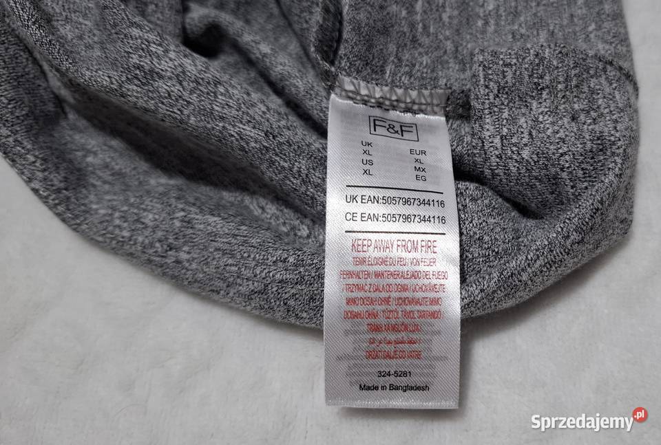 Koszulka krótki rękaw Tshirt FF XL szary melanż Czeladź