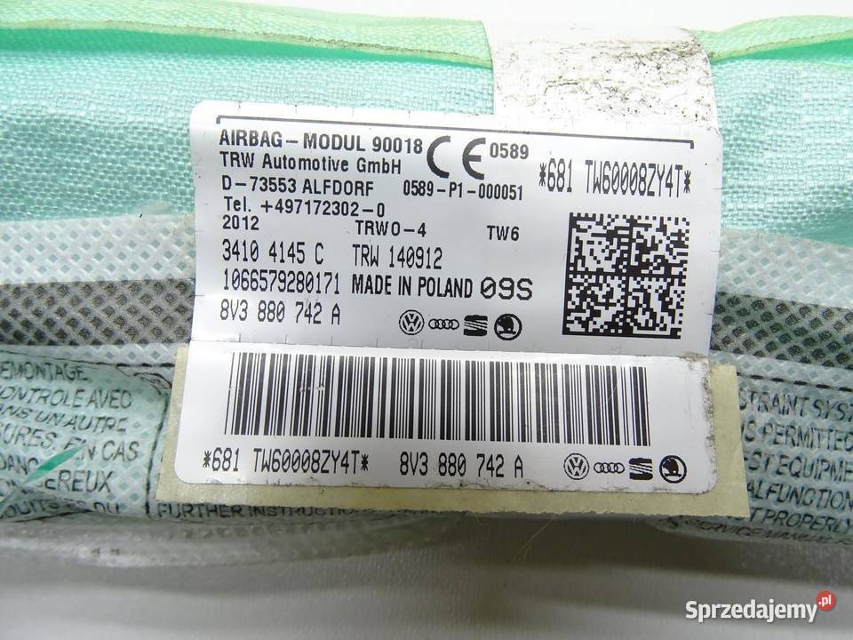 KURTYNA POWIETRZNA AIRBAG PRAWA 8V3880742A AUDI