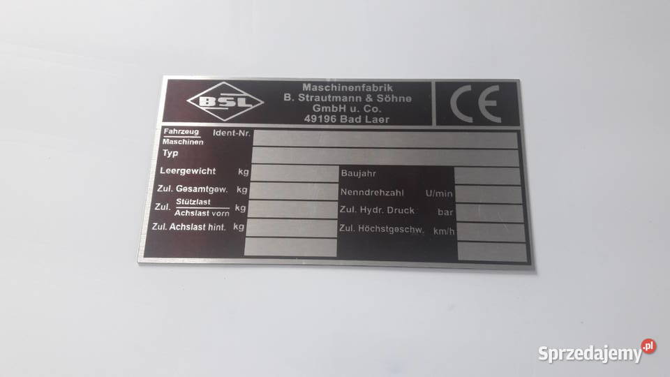 Tabliczka BSL Strautmann nieuszkodzony Wola Wiewiecka